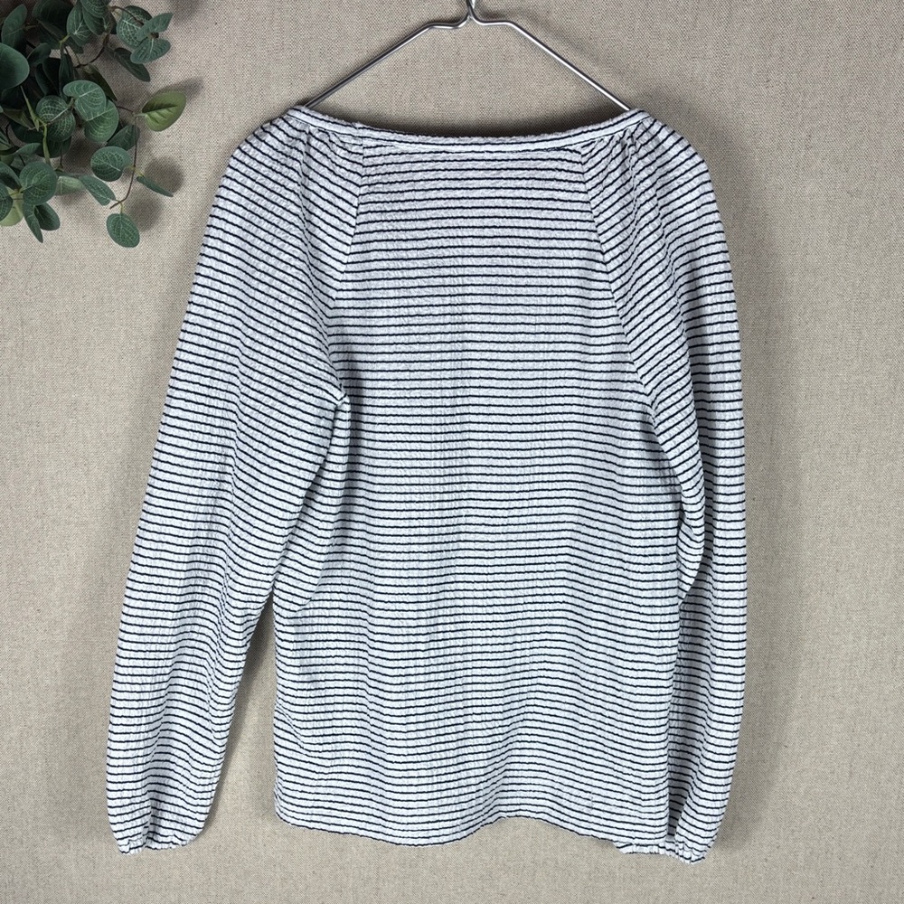 Loft navy blue -White Striped Long Sleeve Top Medium - Picture 8 of 8